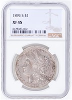 Coin 1893-S Morgan Silver Dollar  NGC XF45 Rare!