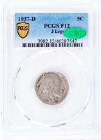 Coin 1937-D Buffalo Nickel 3 Leg PCGS F12