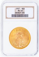 Coin 1927 $20 St. Gaudens Gold NGC MS63