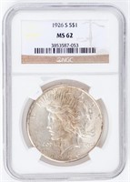 Coin 1926-S Peace Silver Dollar NGC MS62