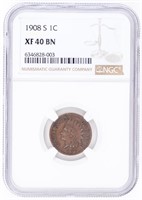 Coin 1908-S  Indian Cent  NGC XF40 BN  Key Date