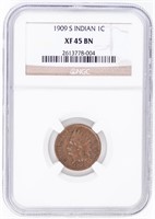 Coin 1909-S Indian Cent  NGC XF45 BN Key Date