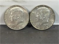 Two 1965 Kennedy half dollars
