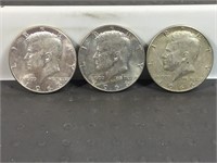 Three 1966 Kennedy half dollars