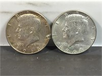 Two 1968D Kennedy half dollars