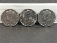 Three 1971D Kennedy half dollars