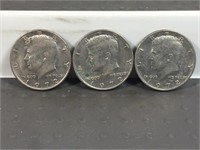 Three 1972 Kennedy half dollars