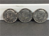Three 1972D Kennedy half dollars