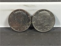 Two 1972D Kennedy half dollars