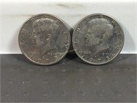 Two 1973D Kennedy half dollars