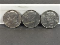 Three 1974 Kennedy half dollars