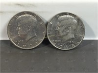 Two 1974 Kennedy half dollars