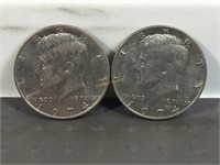 Two 1974 Kennedy half dollars
