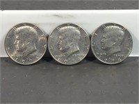 Three 1974D Kennedy half dollars