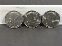 Three 1976D Kennedy half dollars