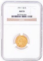 Coin 1911  $2.50 Indian Head Gold Piece NGC AU55