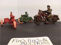 VINTAGE CAST-IRON MOTORCYCLE SET OF 3