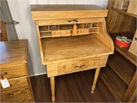 Oak Roll Top Secretary Desk