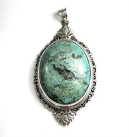 Very Large Sterling Turquoise Pendant 35 Grams