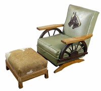 ROCKING CHAIR AND RANCH OAK OTTOMAN