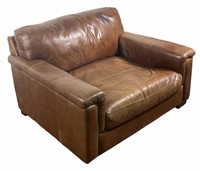 LARGE ITALIAN LEATHER LOUNGE CHAIR
