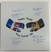 12" Autographed Tile Hockey Canadiens Bruins