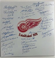 12" Autographed Detroit Red Wings Hockey Tile HOF
