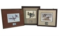 3 DUCK PRINTS WITH STAMPS
