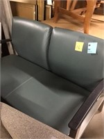 Dark Teal Green medical Office leather Love Seat