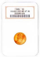 Coin 1995 Double Die Lincoln Cent NGC MS67RD