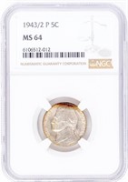 Coin 1943 / 2 Jefferson Wartime Nickel NGC MS64