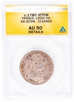 Coin 1780 Jeton France Louis XVI ANACS AU50*