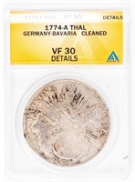 Coin 1774-A THAL German Bavaria ANACS VF30*