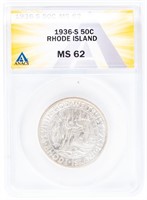 Coin 1936-S Rhode Island Comm. ANACS MS62