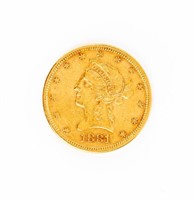 Coin 1881-S  $10 Coronet Gold Extra Fine+