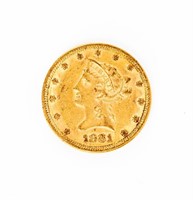 Coin 1881  $10 Coronet Gold Extra Fine