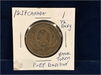 1837 Bank of Canada 1/2 Penny