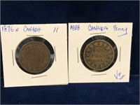 1888 & 1876H Canadian Large Pennies