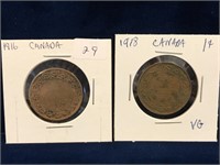 1916 & 1918 Canadian Large Pennies