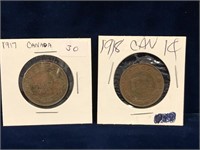 1917 & 1918 Canadian Large Pennies