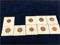 Nine 1960, 1962 to 1969 Canadian Small Pennies