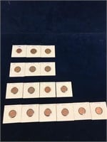 16 assorted 1970 to 2011 Canadian Small Pennies