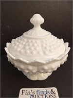 FENTON HOBNAILCERAMIC CANDY DISH AND LID
