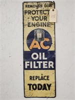 "AC Oil Filter" Single-Sided Embossed Tin Sign