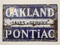 "Oakland Pontiac" Double-Sided Porcelain Sign