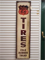 "Phillips 66 Tires" Single-Sided Embossed Tin Sign