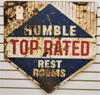 "Humble Rest Rooms" Double-Sided Metal Sign