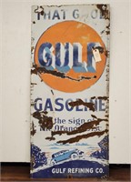 "Gulf Gasoline" Single-Sided Porcelain Sign