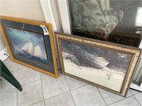 Two Framed Prints, includes Vintage Style Sailboat