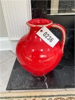 Red Pottery Pitcher Style Vase, approx. 15" tall
